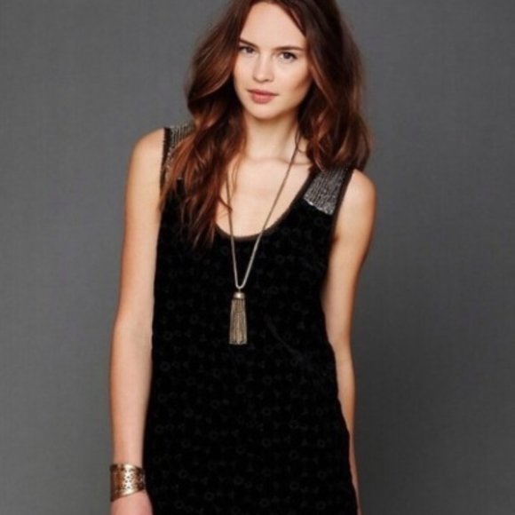 FREE PEOPLE Danced to Pieces Velvet Shift Dress - Picture 2 of 3